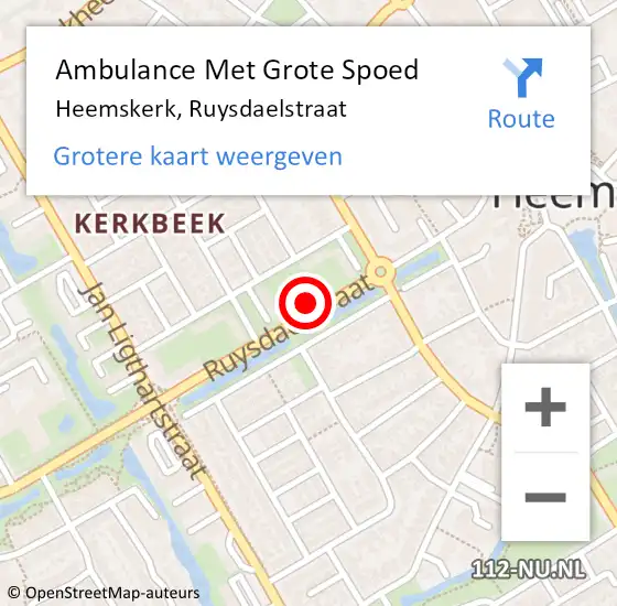 Locatie op kaart van de 112 melding: Ambulance Met Grote Spoed Naar Heemskerk, Ruysdaelstraat op 6 september 2024 01:37