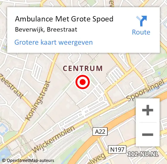 Locatie op kaart van de 112 melding: Ambulance Met Grote Spoed Naar Beverwijk, Breestraat op 6 september 2024 01:55