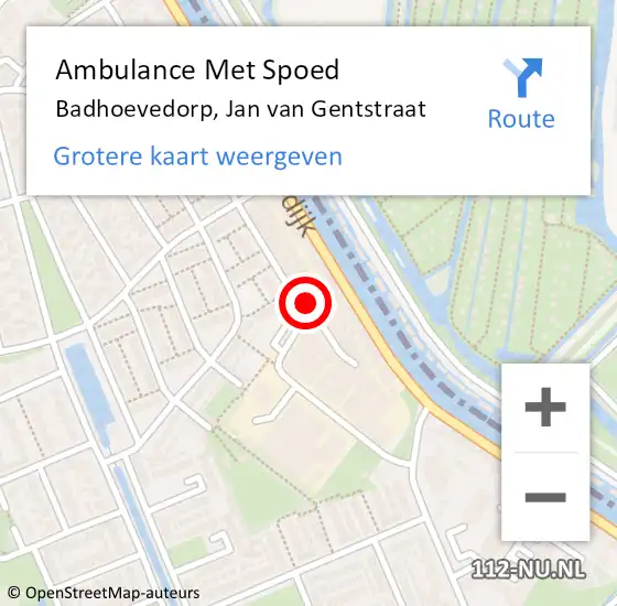 Locatie op kaart van de 112 melding: Ambulance Met Spoed Naar Badhoevedorp, Jan van Gentstraat op 6 september 2024 02:01