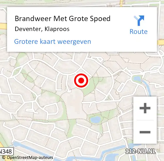 Locatie op kaart van de 112 melding: Brandweer Met Grote Spoed Naar Deventer, Klaproos op 6 september 2024 02:18