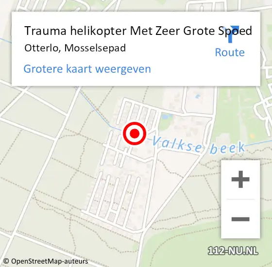 Locatie op kaart van de 112 melding: Trauma helikopter Met Zeer Grote Spoed Naar Otterlo, Mosselsepad op 6 september 2024 02:41