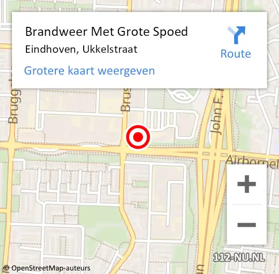 Locatie op kaart van de 112 melding: Brandweer Met Grote Spoed Naar Eindhoven, Ukkelstraat op 6 september 2024 03:18