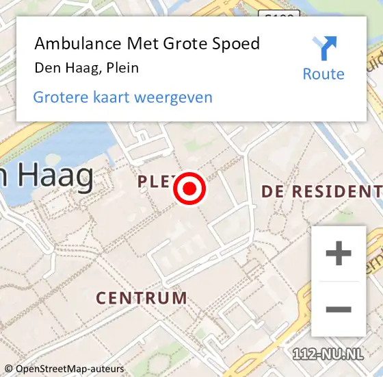 Locatie op kaart van de 112 melding: Ambulance Met Grote Spoed Naar Den Haag, Plein op 6 september 2024 03:23