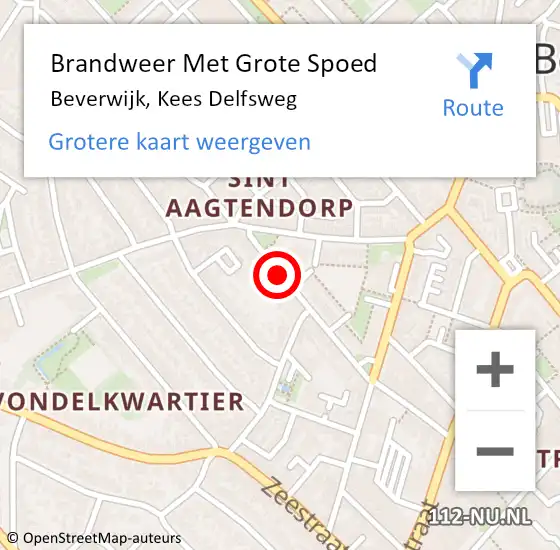 Locatie op kaart van de 112 melding: Brandweer Met Grote Spoed Naar Beverwijk, Kees Delfsweg op 6 september 2024 03:26