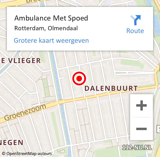 Locatie op kaart van de 112 melding: Ambulance Met Spoed Naar Rotterdam, Olmendaal op 6 september 2024 03:32