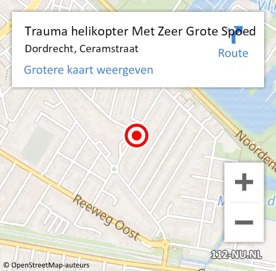 Locatie op kaart van de 112 melding: Trauma helikopter Met Zeer Grote Spoed Naar Dordrecht, Ceramstraat op 6 september 2024 03:35