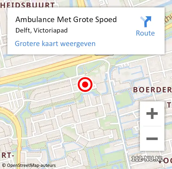 Locatie op kaart van de 112 melding: Ambulance Met Grote Spoed Naar Delft, Victoriapad op 6 september 2024 03:41