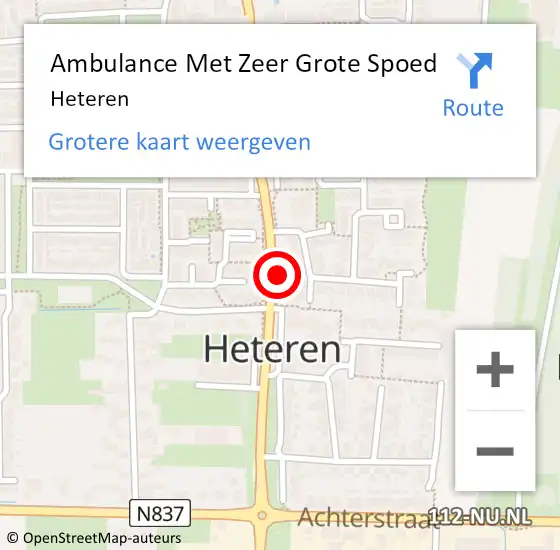 Locatie op kaart van de 112 melding: Ambulance Met Zeer Grote Spoed Naar Heteren op 6 september 2024 03:50