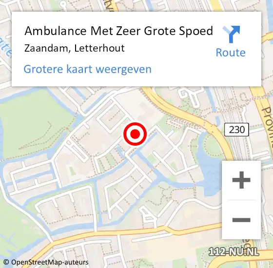 Locatie op kaart van de 112 melding: Ambulance Met Zeer Grote Spoed Naar Zaandam, Letterhout op 6 september 2024 03:51