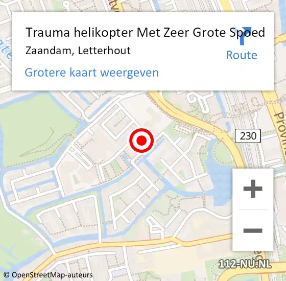 Locatie op kaart van de 112 melding: Trauma helikopter Met Zeer Grote Spoed Naar Zaandam, Letterhout op 6 september 2024 03:51