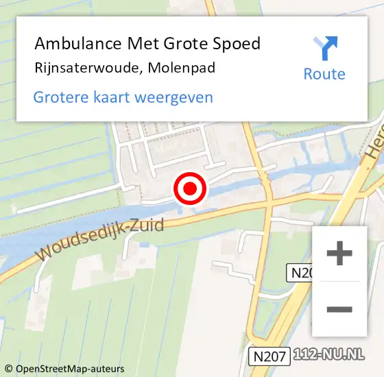 Locatie op kaart van de 112 melding: Ambulance Met Grote Spoed Naar Rijnsaterwoude, Molenpad op 6 september 2024 04:50