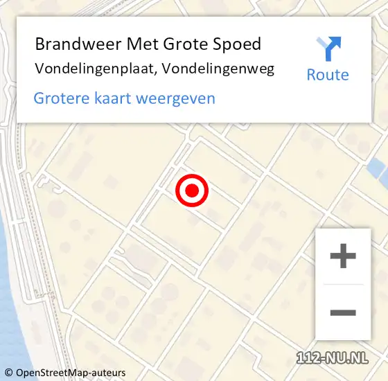 Locatie op kaart van de 112 melding: Brandweer Met Grote Spoed Naar Vondelingenplaat, Vondelingenweg op 6 september 2024 05:16