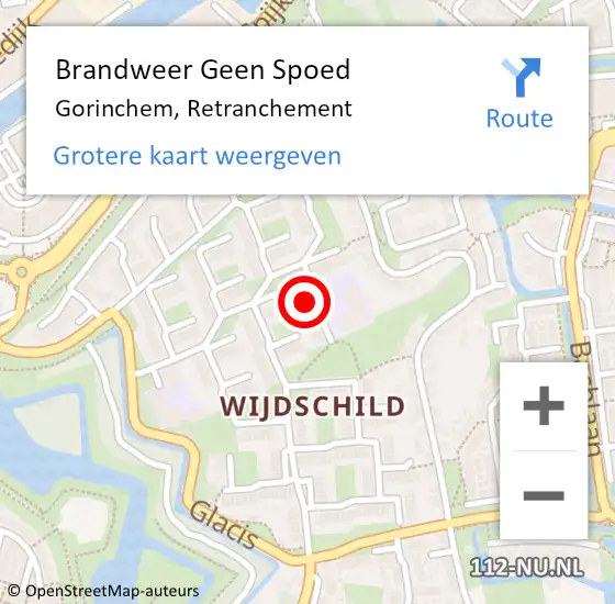 Locatie op kaart van de 112 melding: Brandweer Geen Spoed Naar Gorinchem, Retranchement op 6 september 2024 05:37