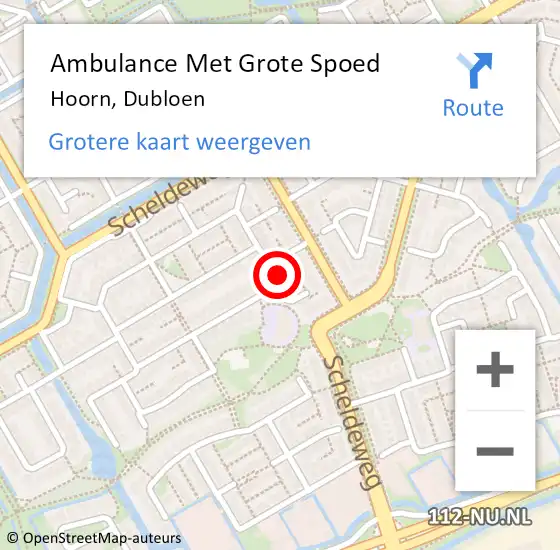 Locatie op kaart van de 112 melding: Ambulance Met Grote Spoed Naar Hoorn, Dubloen op 6 september 2024 06:19