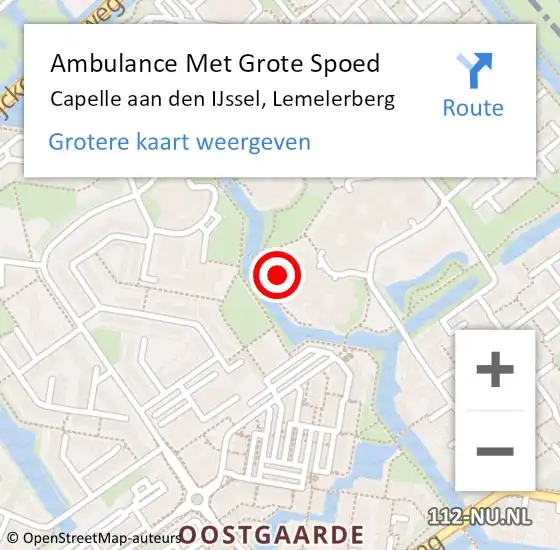 Locatie op kaart van de 112 melding: Ambulance Met Grote Spoed Naar Capelle aan den IJssel, Lemelerberg op 6 september 2024 06:26