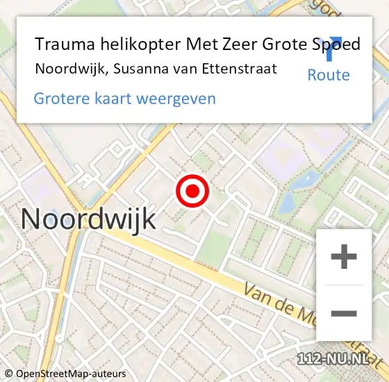 Locatie op kaart van de 112 melding: Trauma helikopter Met Zeer Grote Spoed Naar Noordwijk, Susanna van Ettenstraat op 6 september 2024 06:57