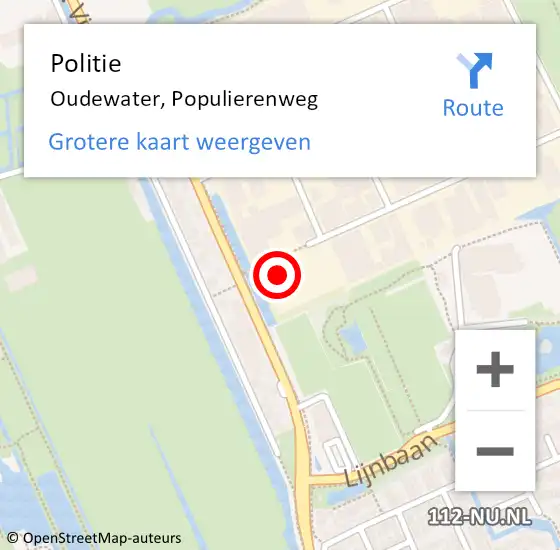 Locatie op kaart van de 112 melding: Politie Oudewater, Populierenweg op 6 september 2024 07:03