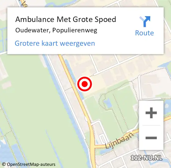 Locatie op kaart van de 112 melding: Ambulance Met Grote Spoed Naar Oudewater, Populierenweg op 6 september 2024 07:04