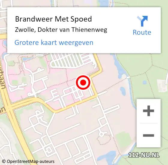 Locatie op kaart van de 112 melding: Brandweer Met Spoed Naar Zwolle, Dokter van Thienenweg op 6 september 2024 07:11