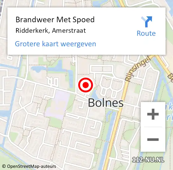 Locatie op kaart van de 112 melding: Brandweer Met Spoed Naar Ridderkerk, Amerstraat op 6 september 2024 07:18