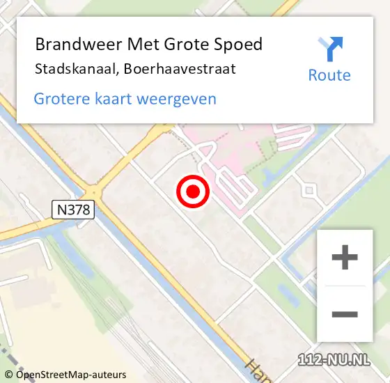 Locatie op kaart van de 112 melding: Brandweer Met Grote Spoed Naar Stadskanaal, Boerhaavestraat op 6 september 2024 07:42