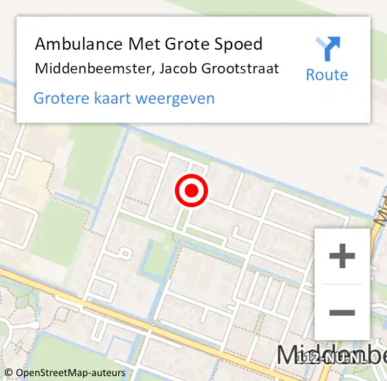 Locatie op kaart van de 112 melding: Ambulance Met Grote Spoed Naar Middenbeemster, Jacob Grootstraat op 6 september 2024 07:52