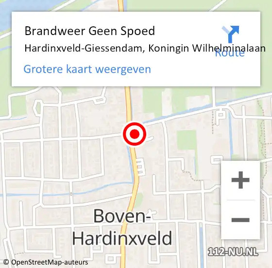 Locatie op kaart van de 112 melding: Brandweer Geen Spoed Naar Hardinxveld-Giessendam, Koningin Wilhelminalaan op 6 september 2024 08:19