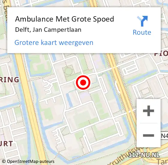 Locatie op kaart van de 112 melding: Ambulance Met Grote Spoed Naar Delft, Jan Campertlaan op 6 september 2024 08:20