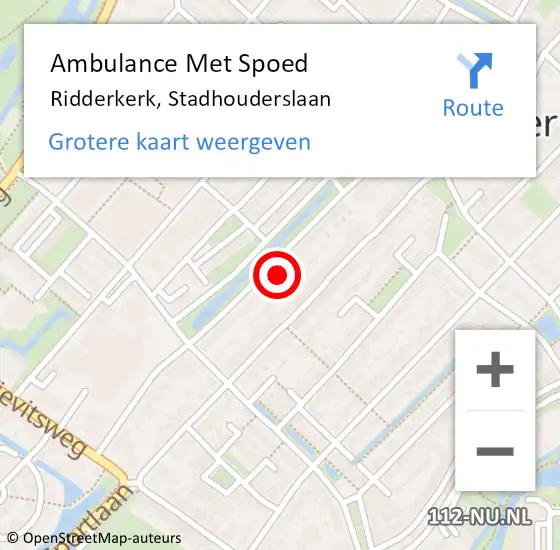 Locatie op kaart van de 112 melding: Ambulance Met Spoed Naar Ridderkerk, Stadhouderslaan op 6 september 2024 08:27