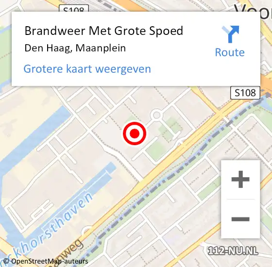 Locatie op kaart van de 112 melding: Brandweer Met Grote Spoed Naar Den Haag, Maanplein op 6 september 2024 08:33