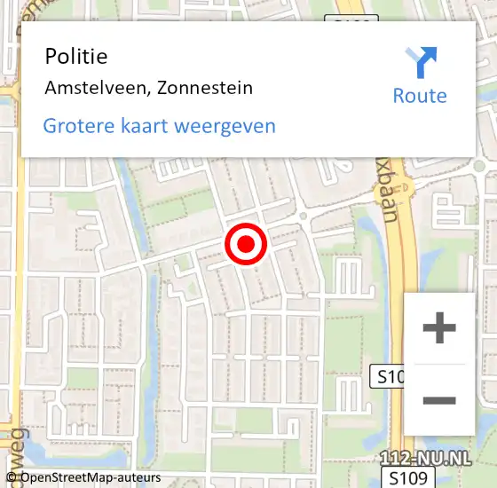 Locatie op kaart van de 112 melding: Politie Amstelveen, Zonnestein op 6 september 2024 08:39