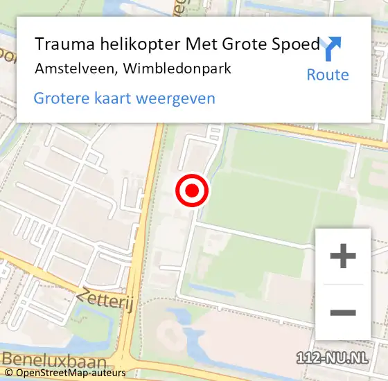 Locatie op kaart van de 112 melding: Trauma helikopter Met Grote Spoed Naar Amstelveen, Wimbledonpark op 6 september 2024 08:42