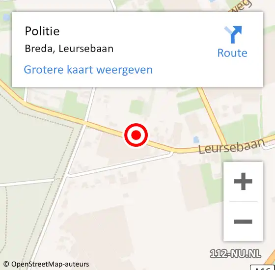 Locatie op kaart van de 112 melding: Politie Breda, Leursebaan op 6 september 2024 08:46