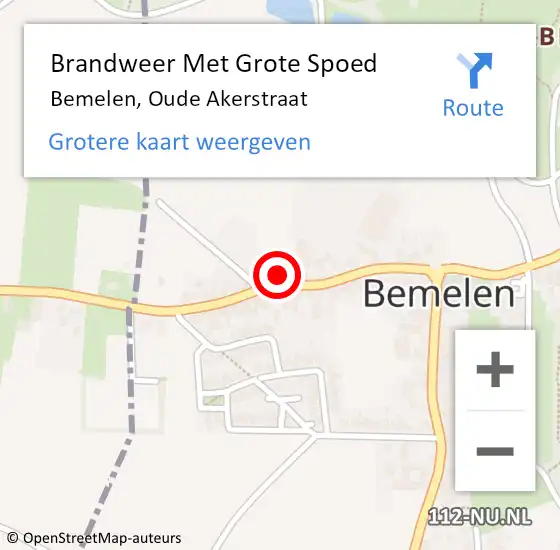 Locatie op kaart van de 112 melding: Brandweer Met Grote Spoed Naar Bemelen, Oude Akerstraat op 6 september 2024 08:52