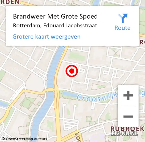 Locatie op kaart van de 112 melding: Brandweer Met Grote Spoed Naar Rotterdam, Edouard Jacobsstraat op 6 september 2024 09:26