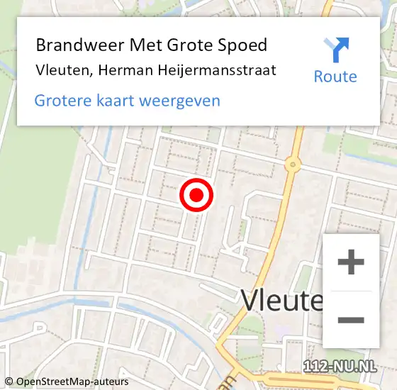 Locatie op kaart van de 112 melding: Brandweer Met Grote Spoed Naar Vleuten, Herman Heijermansstraat op 6 september 2024 09:28