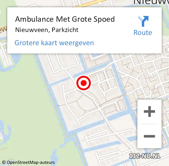 Locatie op kaart van de 112 melding: Ambulance Met Grote Spoed Naar Nieuwveen, Parkzicht op 6 september 2024 09:35