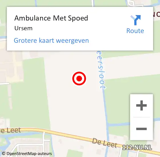 Locatie op kaart van de 112 melding: Ambulance Met Spoed Naar Ursem op 6 september 2024 09:37