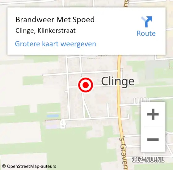 Locatie op kaart van de 112 melding: Brandweer Met Spoed Naar Clinge, Klinkerstraat op 6 september 2024 09:54