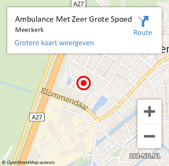 Locatie op kaart van de 112 melding: Ambulance Met Zeer Grote Spoed Naar Meerkerk op 6 september 2024 09:59