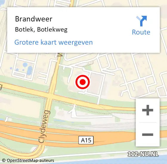 Locatie op kaart van de 112 melding: Brandweer Botlek, Botlekweg op 6 september 2024 10:05