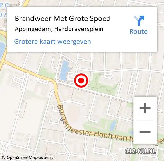 Locatie op kaart van de 112 melding: Brandweer Met Grote Spoed Naar Appingedam, Harddraversplein op 6 september 2024 10:08