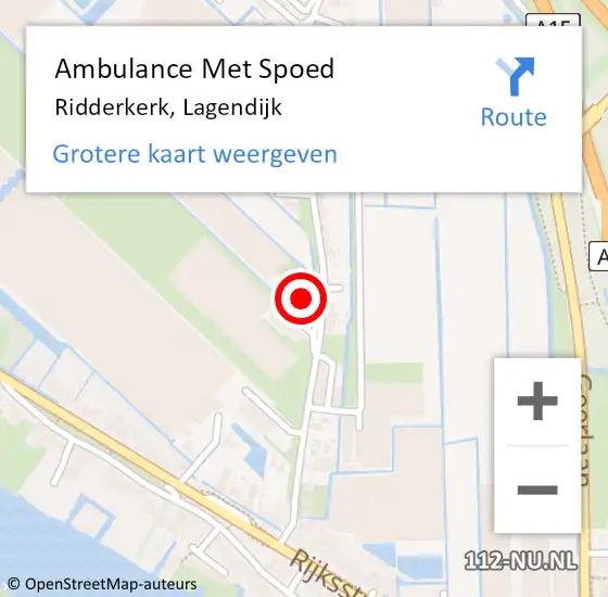 Locatie op kaart van de 112 melding: Ambulance Met Spoed Naar Ridderkerk, Lagendijk op 6 september 2024 10:11