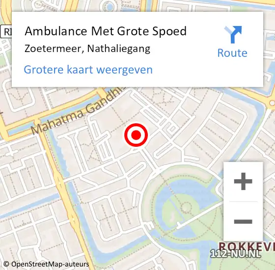 Locatie op kaart van de 112 melding: Ambulance Met Grote Spoed Naar Zoetermeer, Nathaliegang op 6 september 2024 10:20