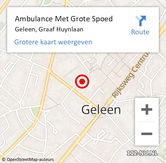 Locatie op kaart van de 112 melding: Ambulance Met Grote Spoed Naar Geleen, Graaf Huynlaan op 19 oktober 2014 05:08