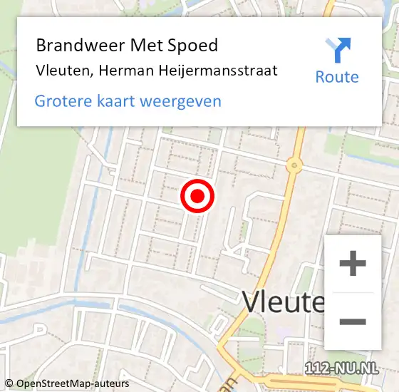 Locatie op kaart van de 112 melding: Brandweer Met Spoed Naar Vleuten, Herman Heijermansstraat op 6 september 2024 10:31