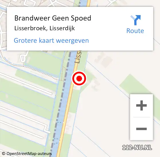 Locatie op kaart van de 112 melding: Brandweer Geen Spoed Naar Lisserbroek, Lisserdijk op 6 september 2024 11:00