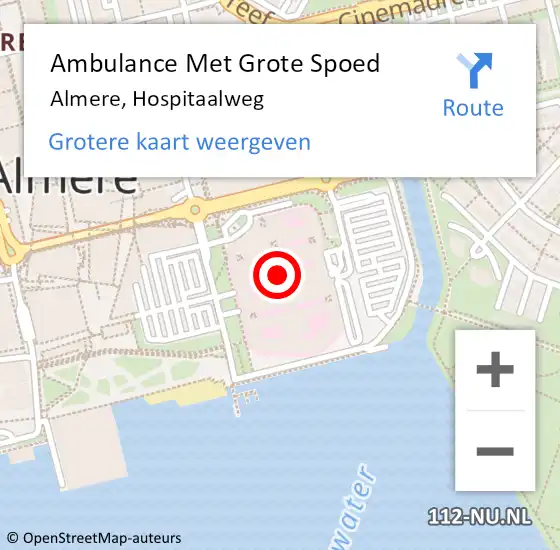 Locatie op kaart van de 112 melding: Ambulance Met Grote Spoed Naar Almere, Hospitaalweg op 6 september 2024 11:04