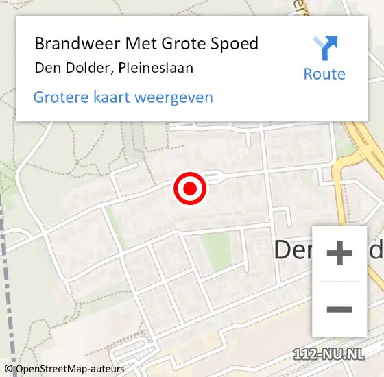 Locatie op kaart van de 112 melding: Brandweer Met Grote Spoed Naar Den Dolder, Pleineslaan op 6 september 2024 11:06