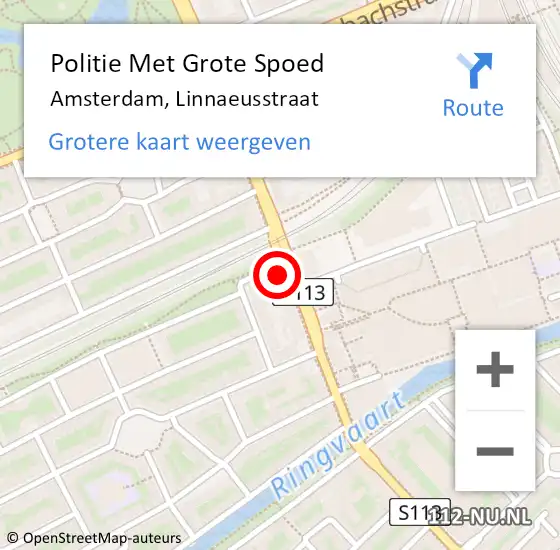 Locatie op kaart van de 112 melding: Politie Met Grote Spoed Naar Amsterdam, Linnaeusstraat op 6 september 2024 11:12